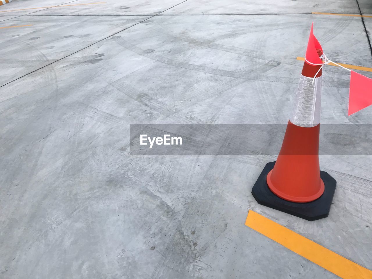 High angle view of traffic cone on road