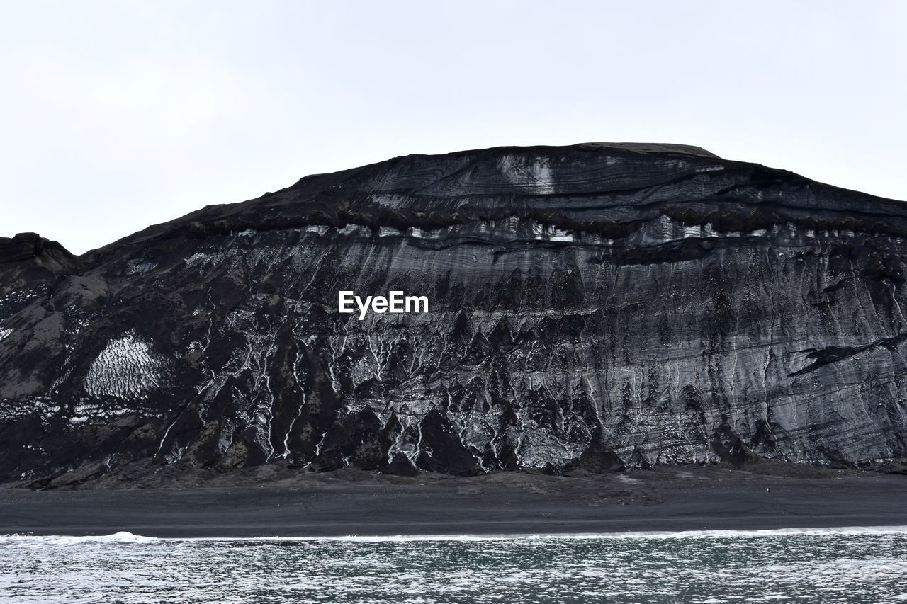 Low angle view of mountain against clear sky