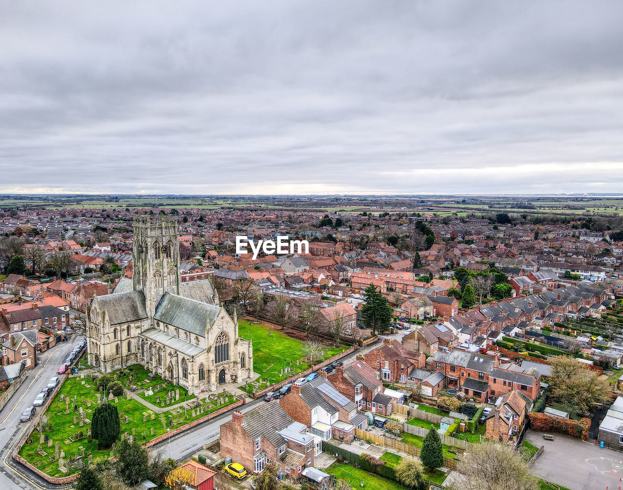 Overhead view of the town of hedon, east riding of yorkshire, uk