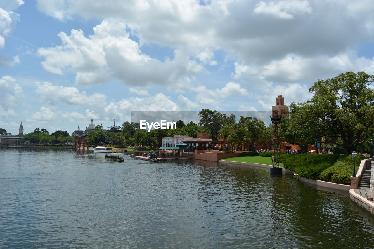 SCENIC VIEW OF RIVER AGAINST BUILDINGS