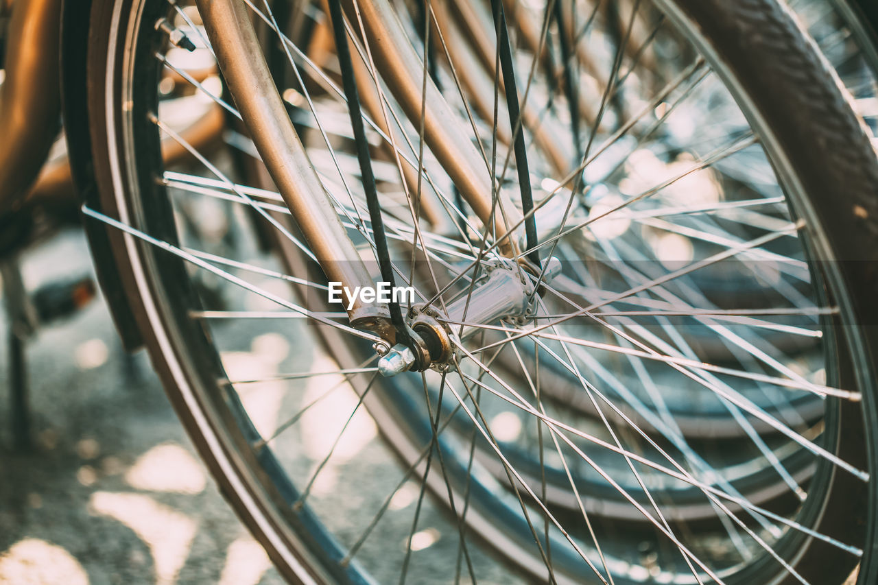 Close-up of bicycle wheel