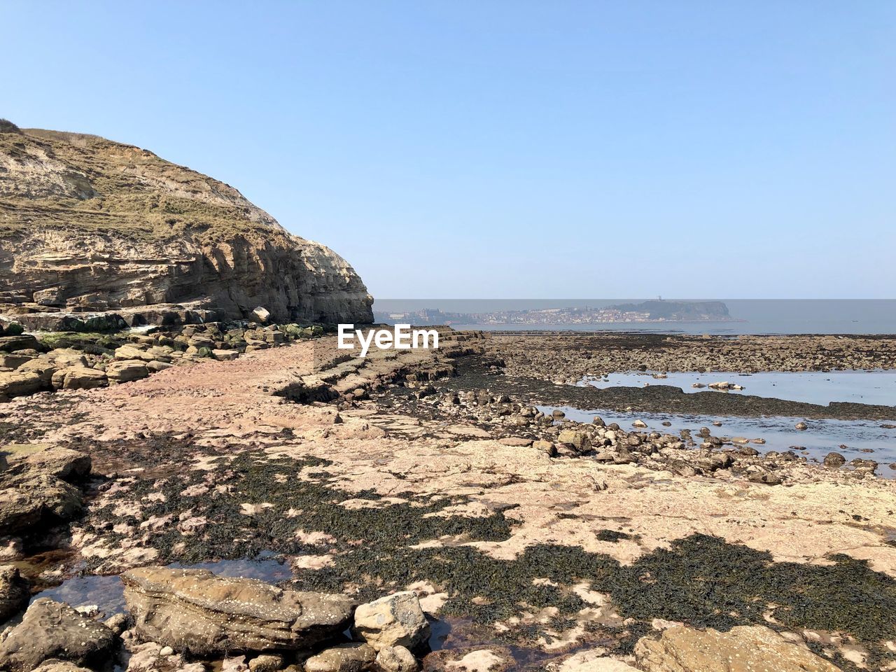 Scenic view of sea against clear sky