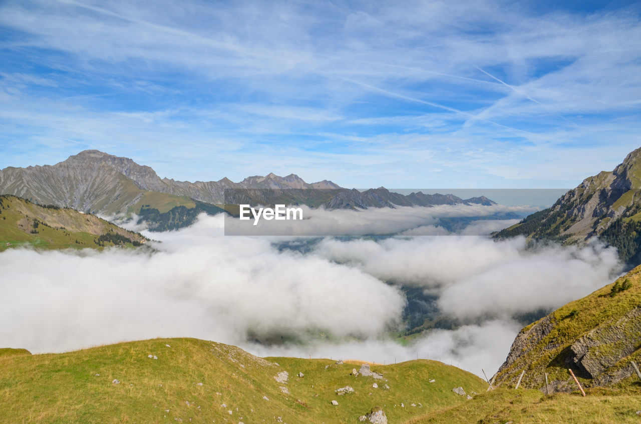 Scenic view of mountain against sky