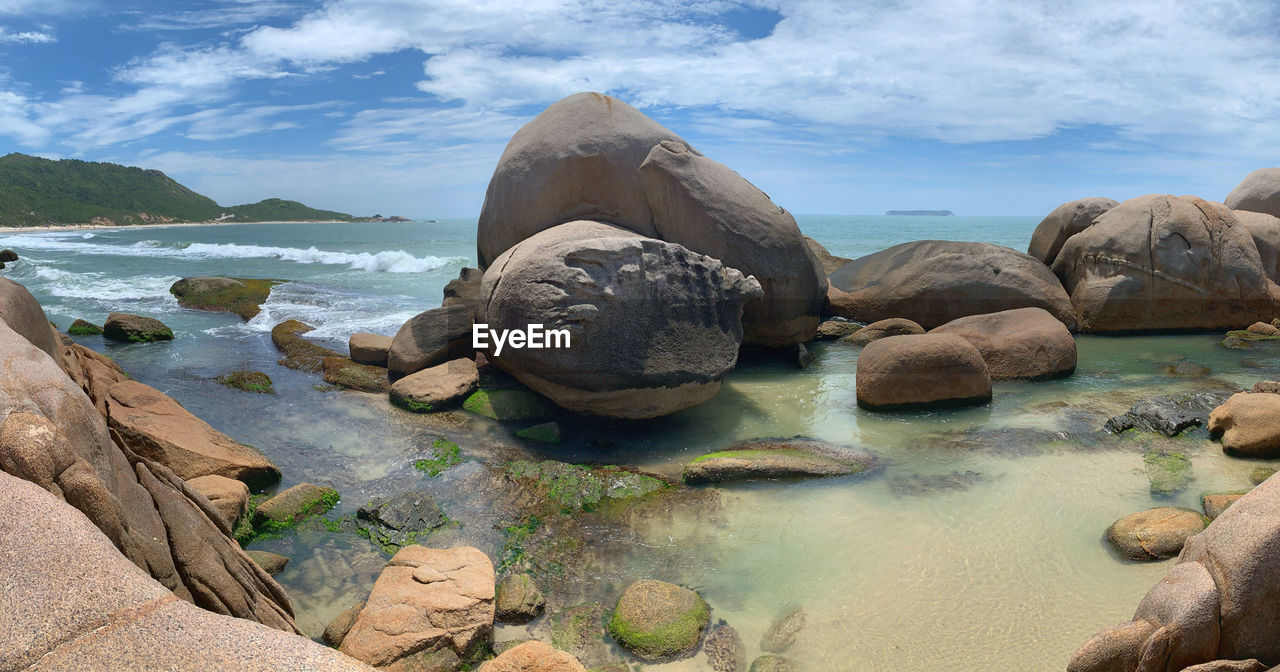 Rock boulders at mole beach in florianapolis brazil