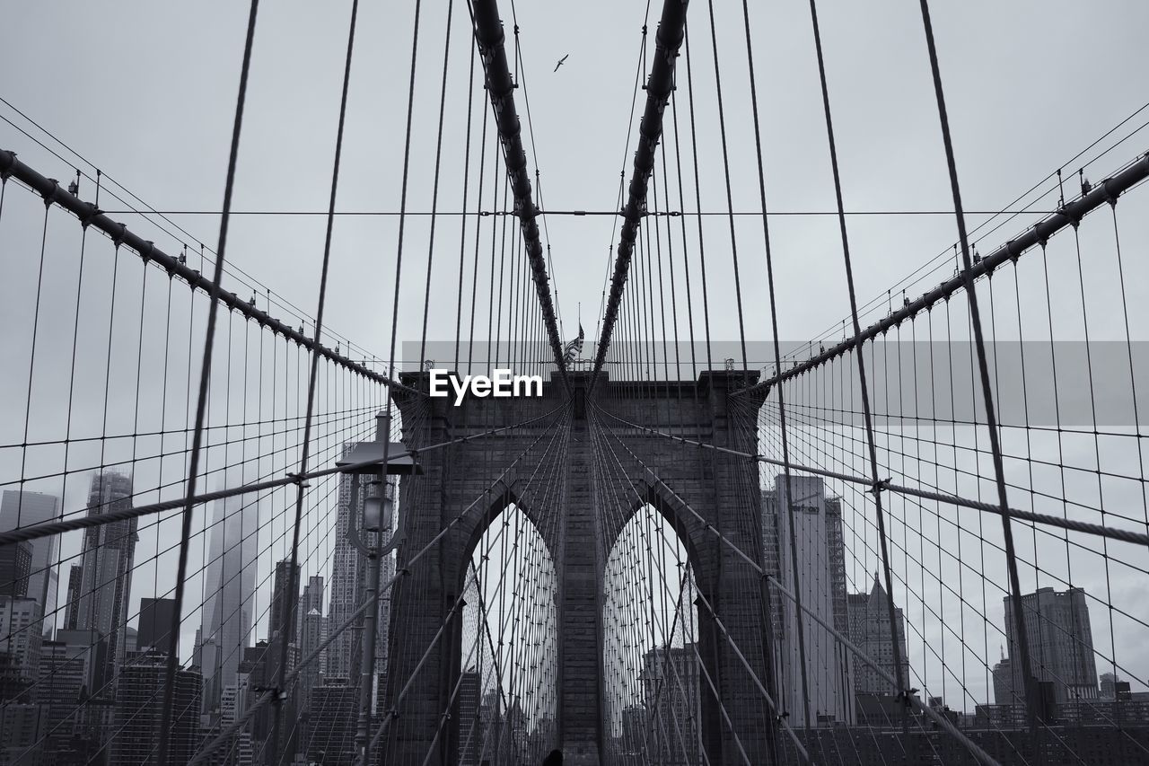 Low angle view of suspension bridge