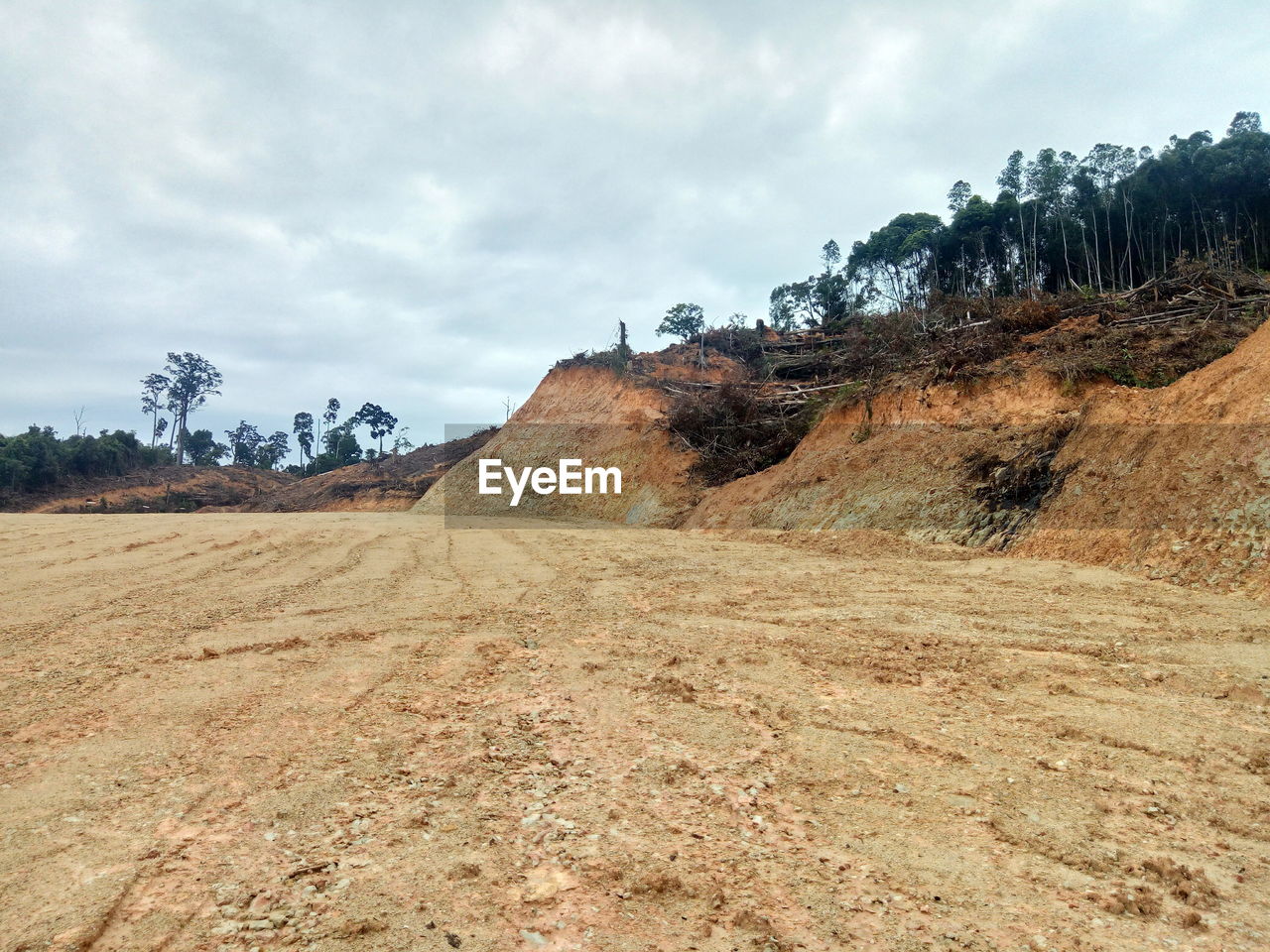 Scenic view of land against sky