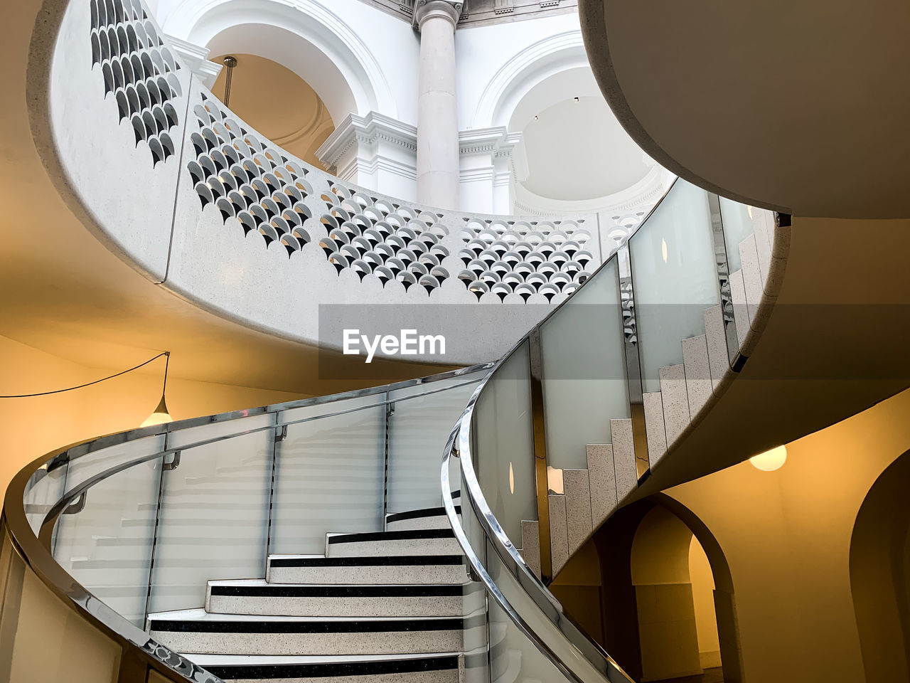 low angle view of spiral staircase in building