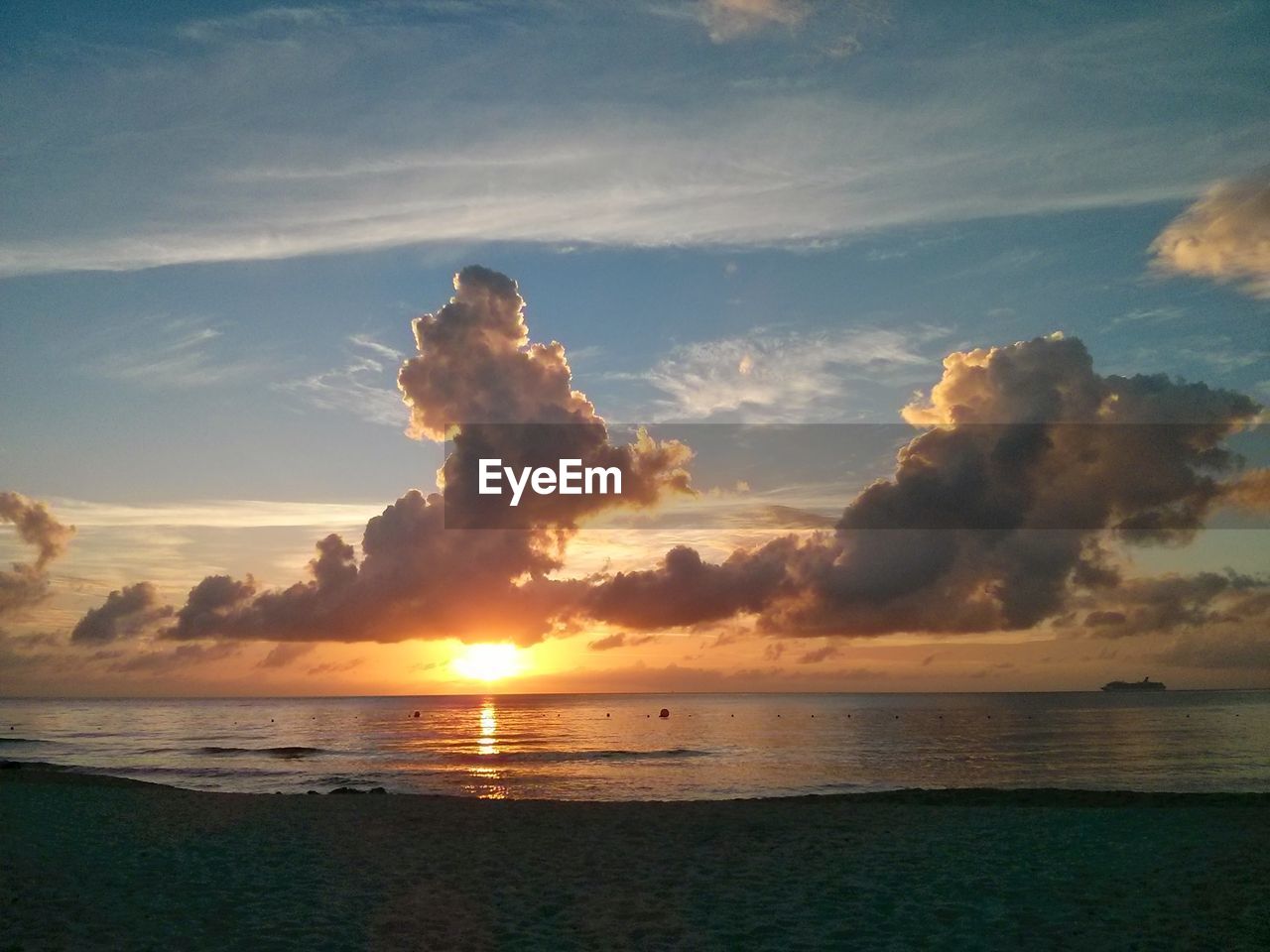 Scenic view of sea at sunset