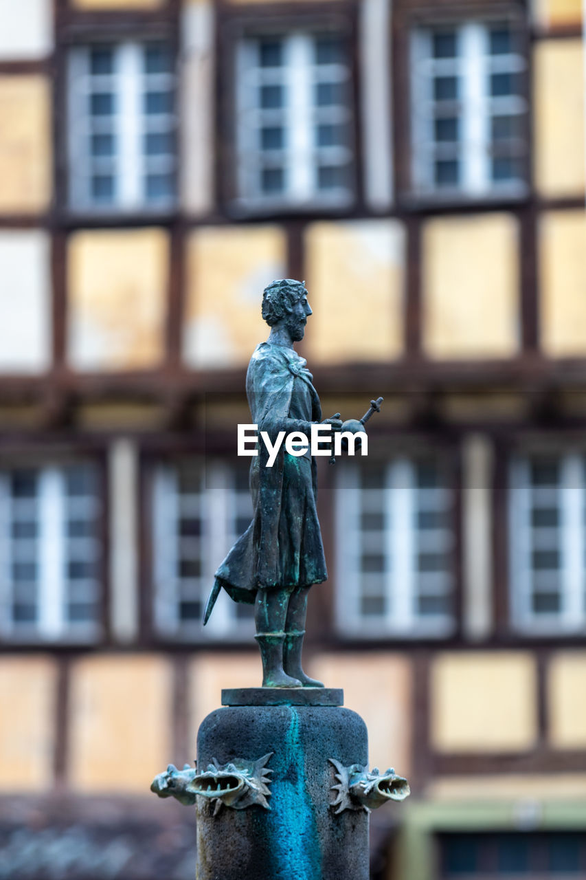 Statue on top of the zwentibold fountain in bad muenstereifel, germany