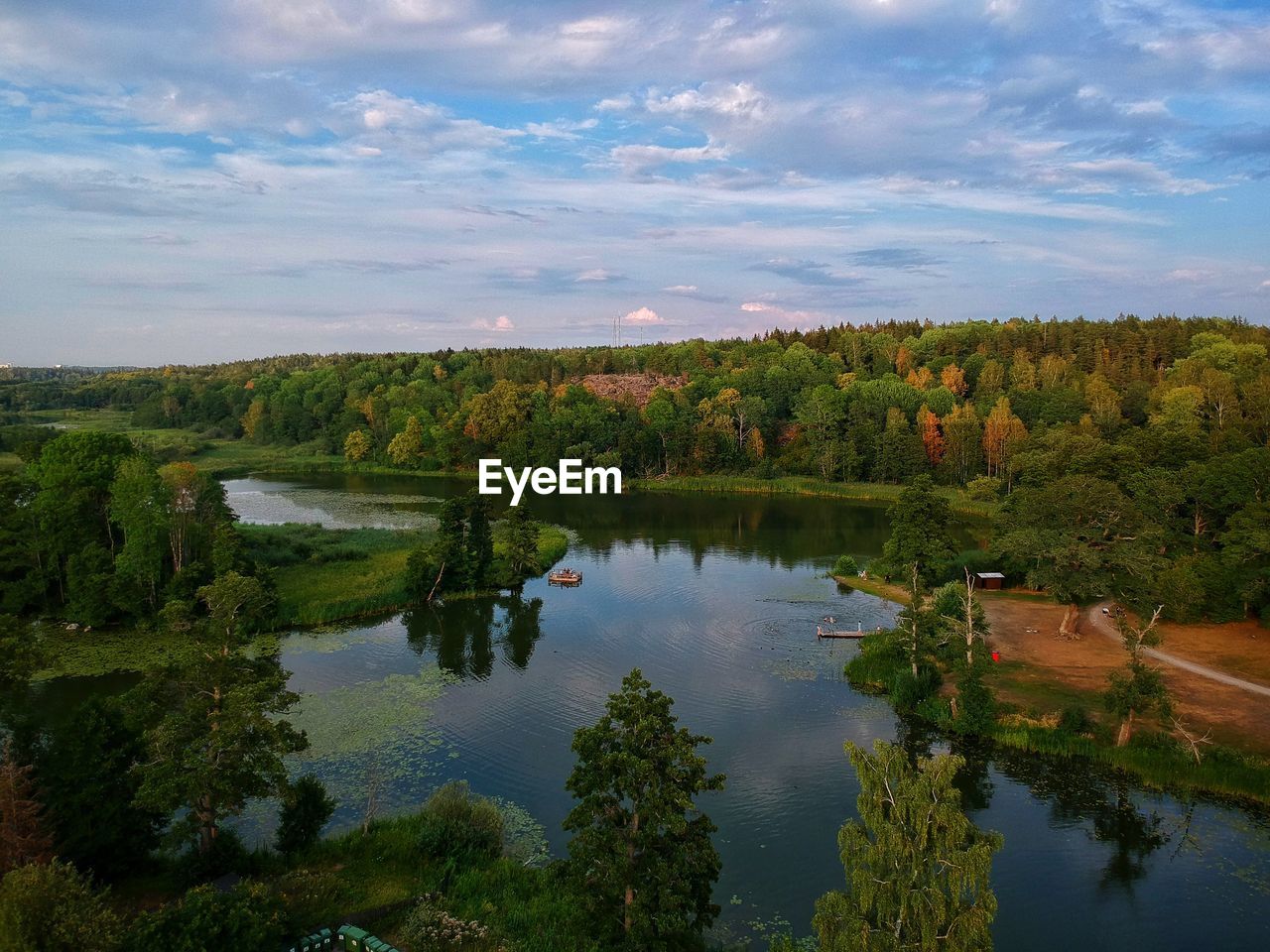 Scenic view of lake against sky