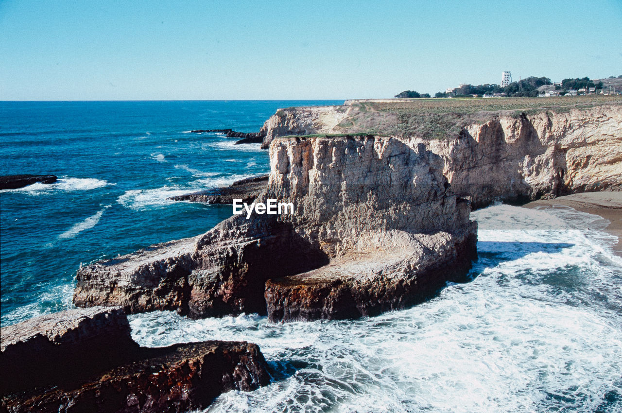 Scenic view of sea against clear sky
