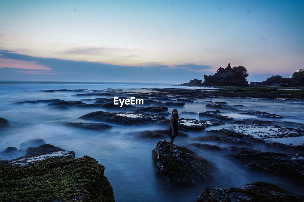 Scenic view of sea against sky during sunset