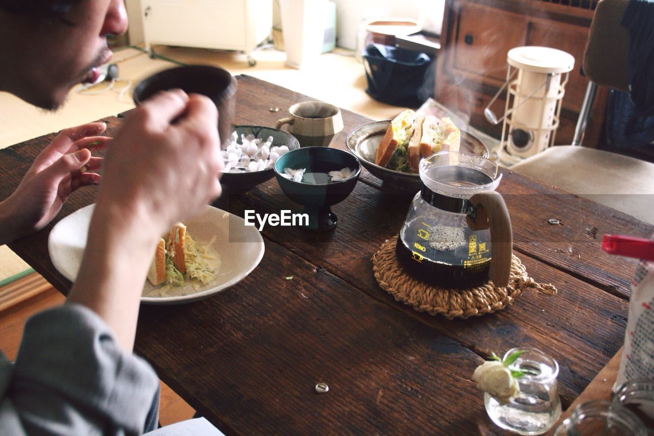 Man having breakfast