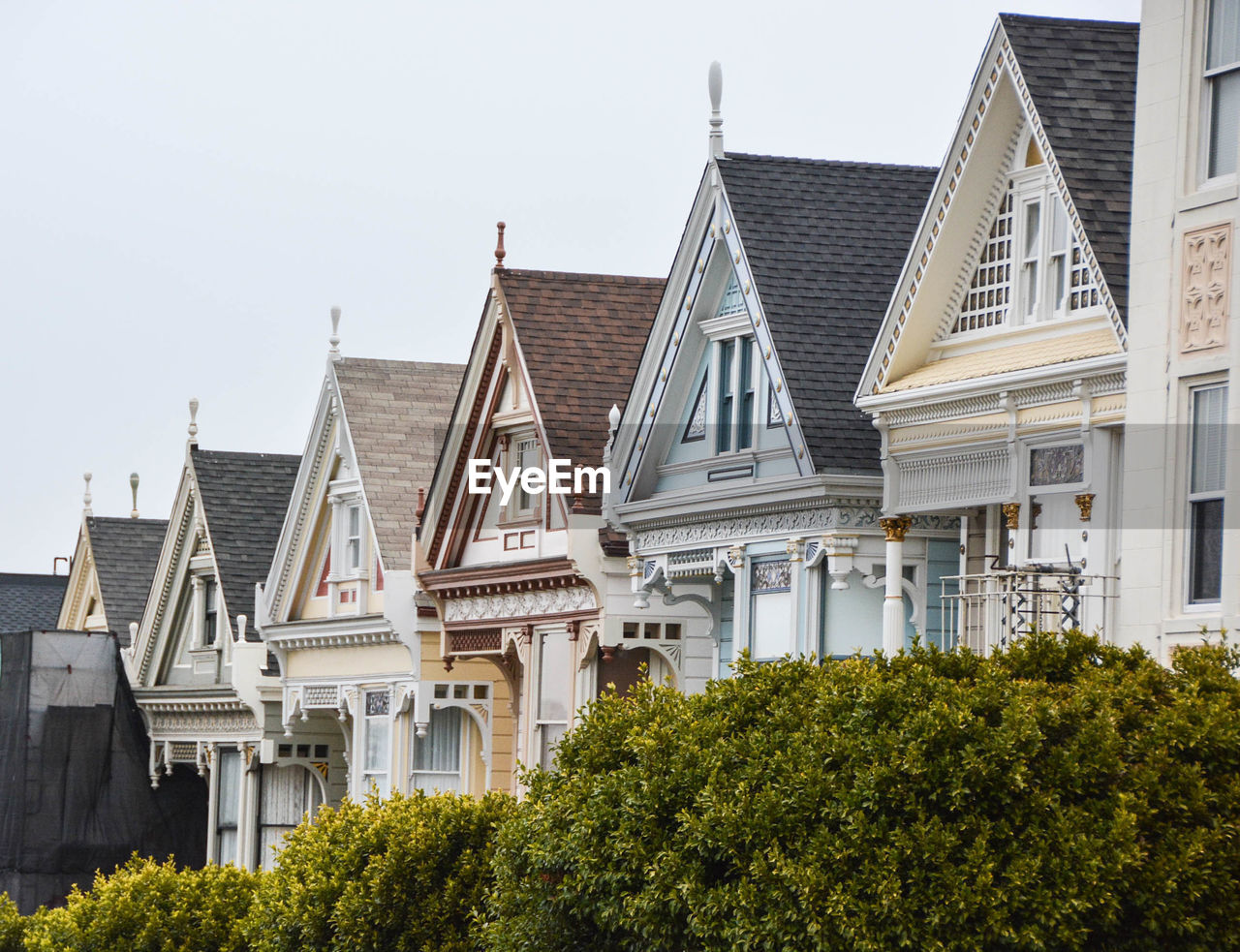 Houses against clear sky