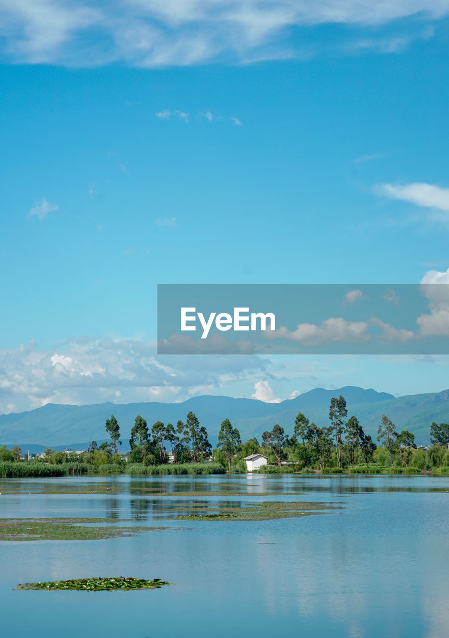 Scenic view of lake against sky