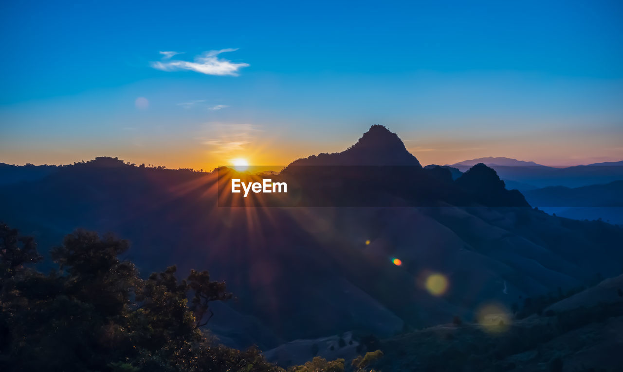 SCENIC VIEW OF MOUNTAINS AGAINST SKY DURING SUNSET