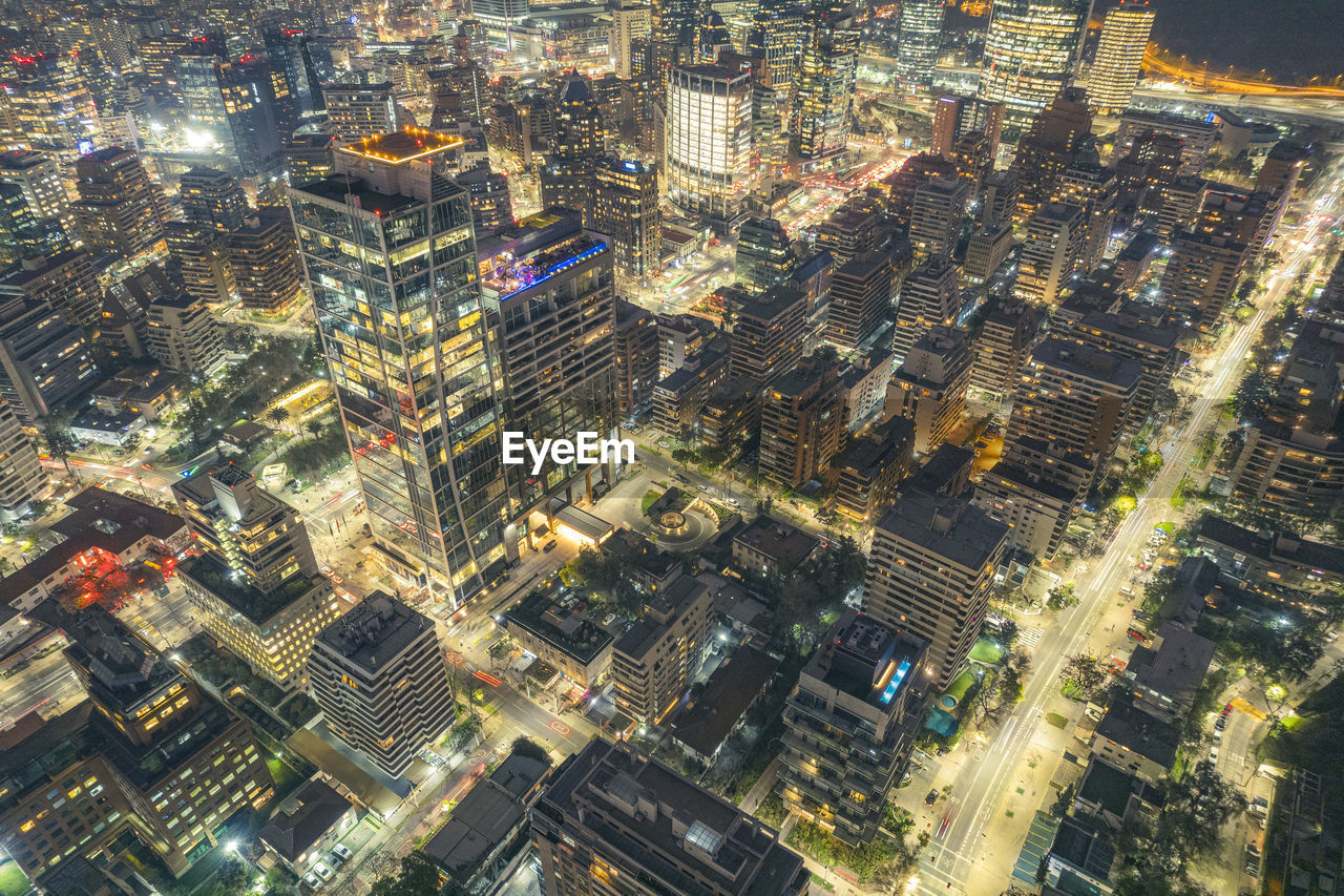 high angle view of city buildings in town