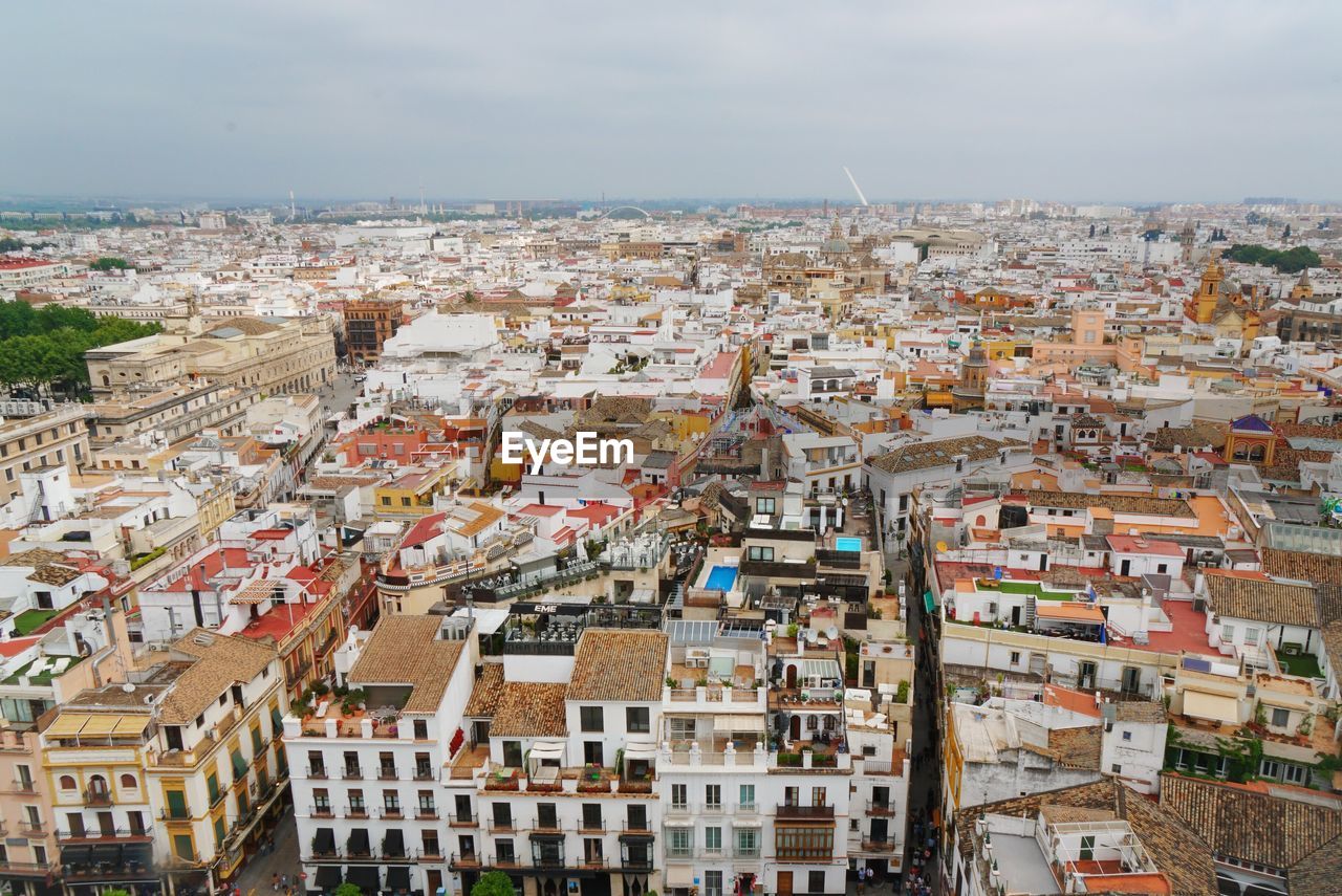 High angle view of townscape against sky