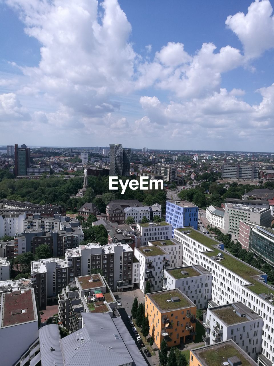 High angle view of cityscape against sky