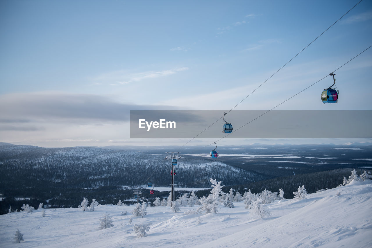 Scenic view of ski lift against sky