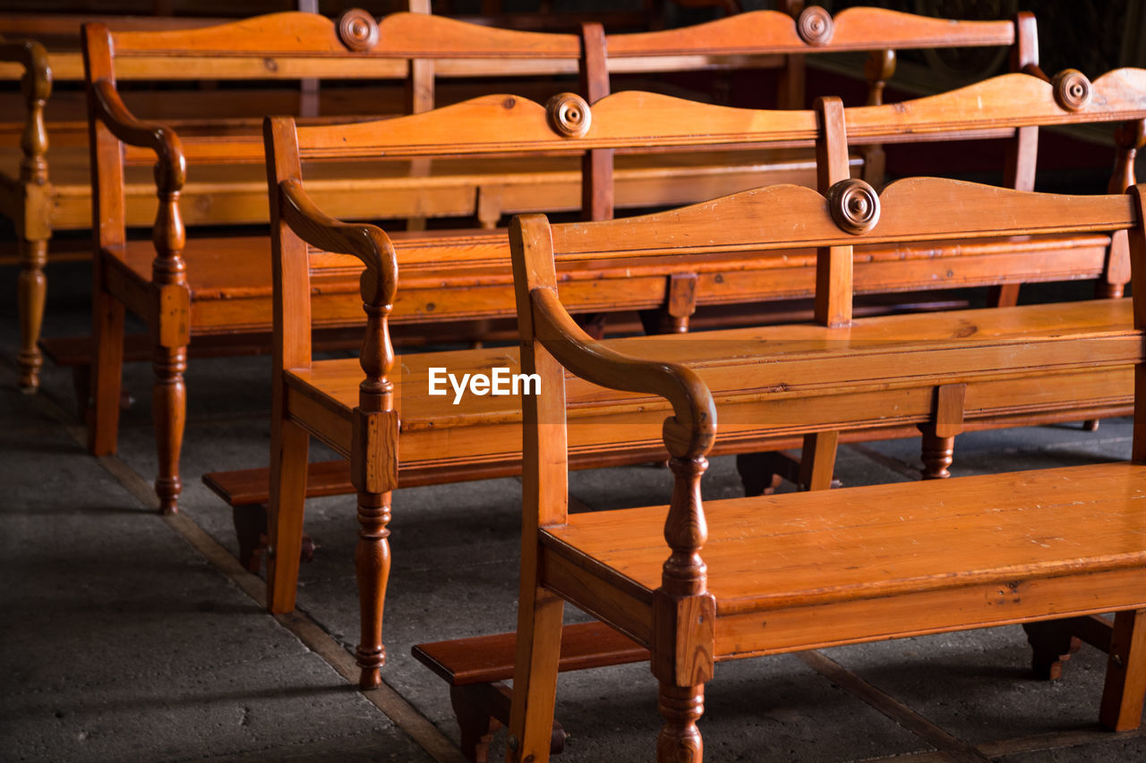 Pews in church