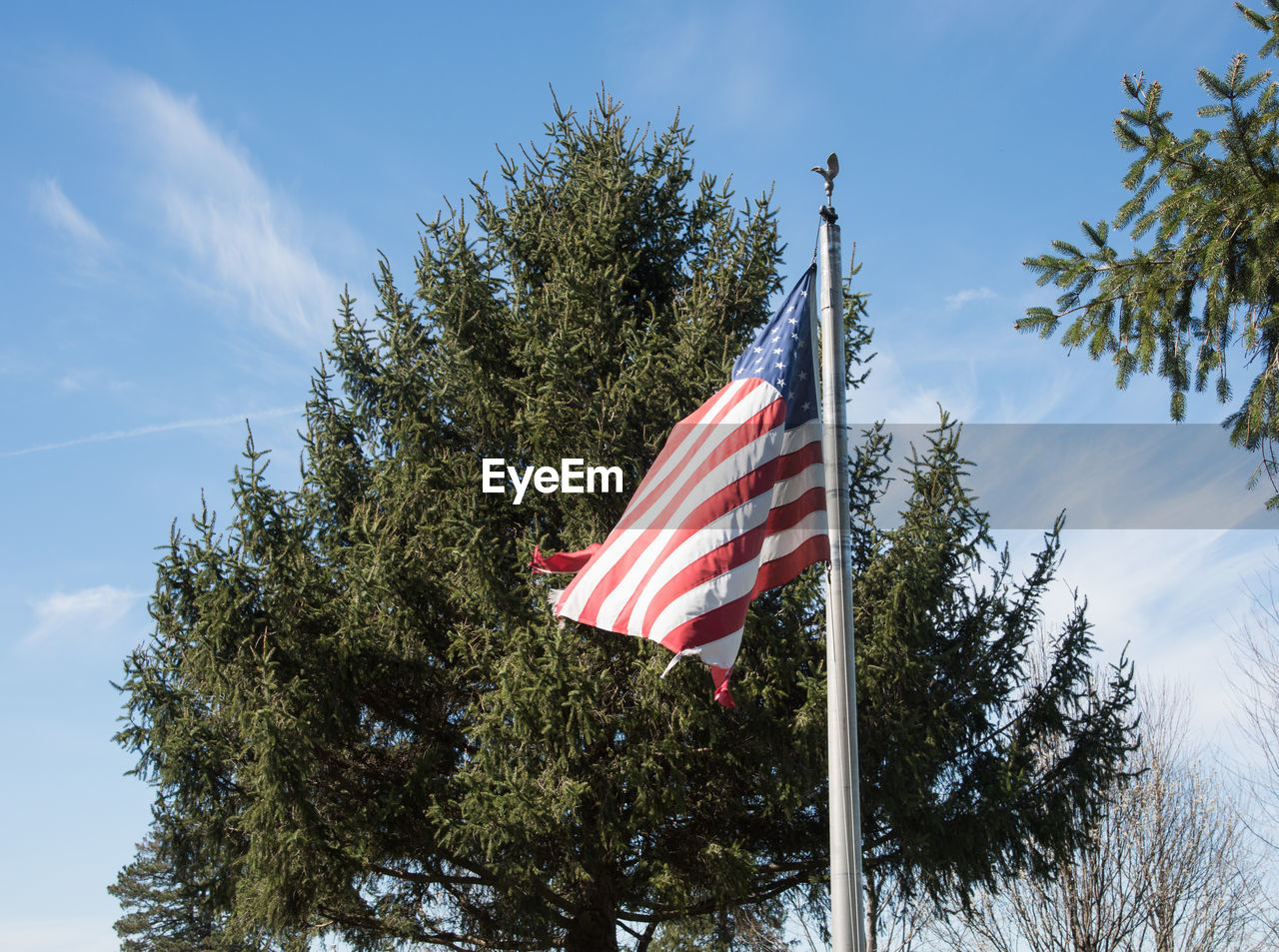 LOW ANGLE VIEW OF FLAGS FLAG AGAINST SKY