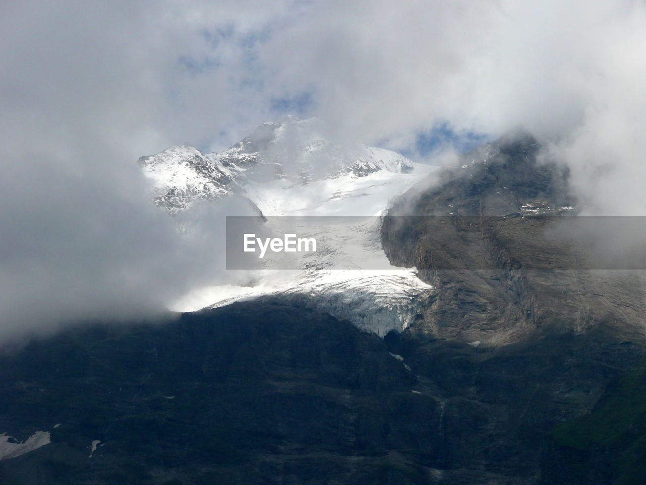 AERIAL VIEW OF SNOWCAPPED MOUNTAIN AGAINST SKY