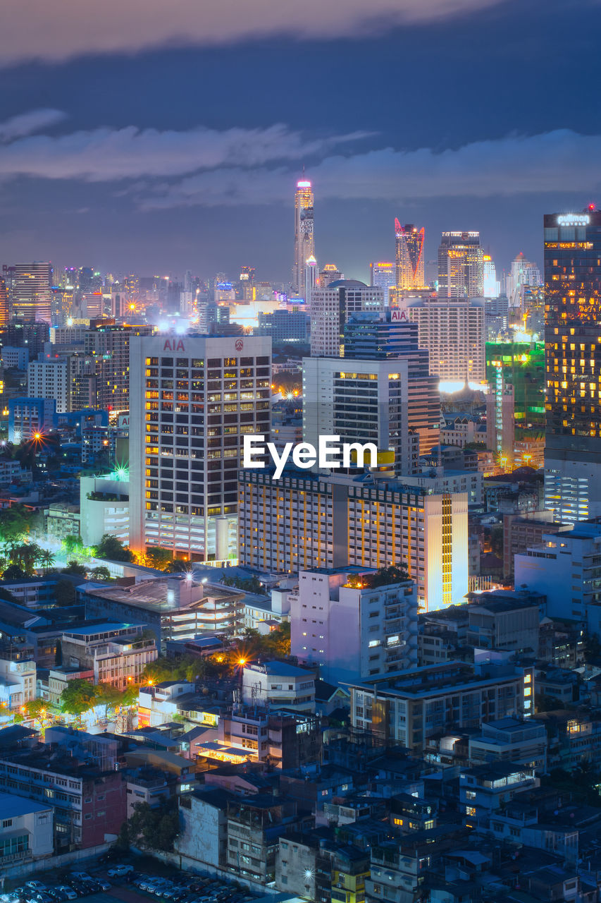 Bangkok city above view with urban skyscrapers