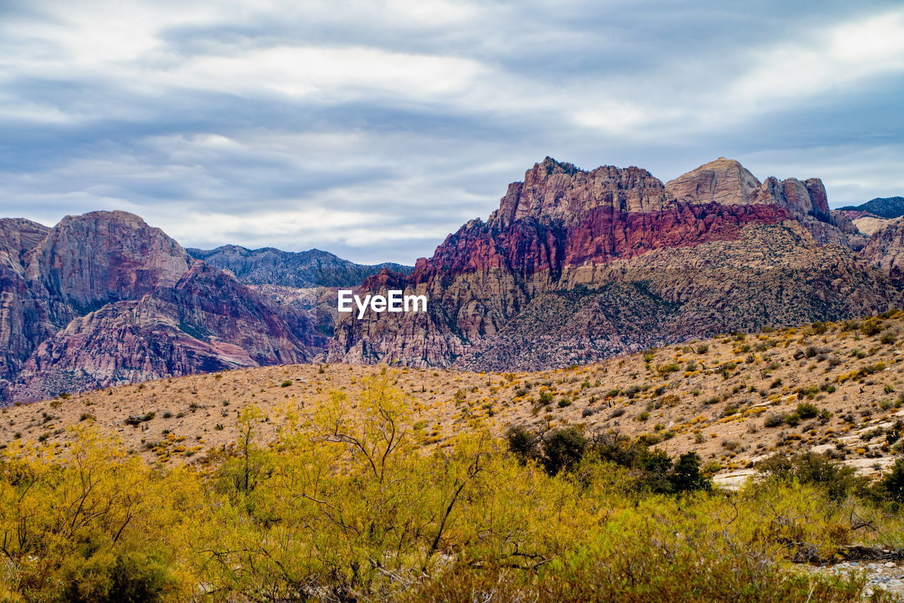 Scenic view of mountains against sky