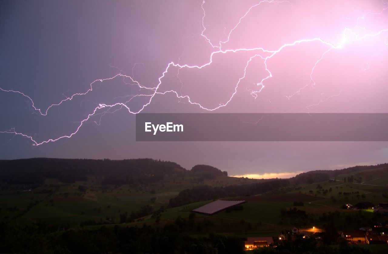 Thunderstorm lightning over mountain