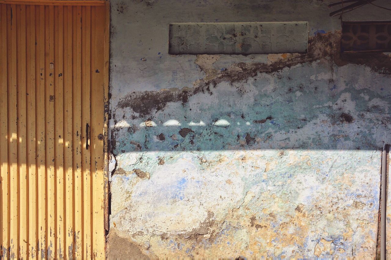 Closed door of old house