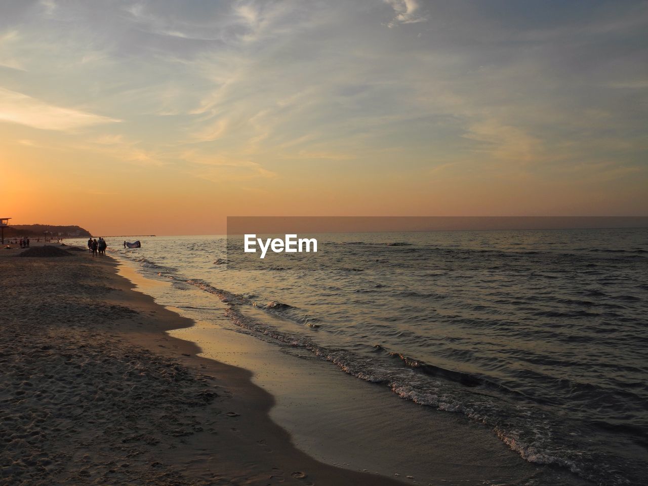 Idyllic shot of sea against sunset sky at usedom