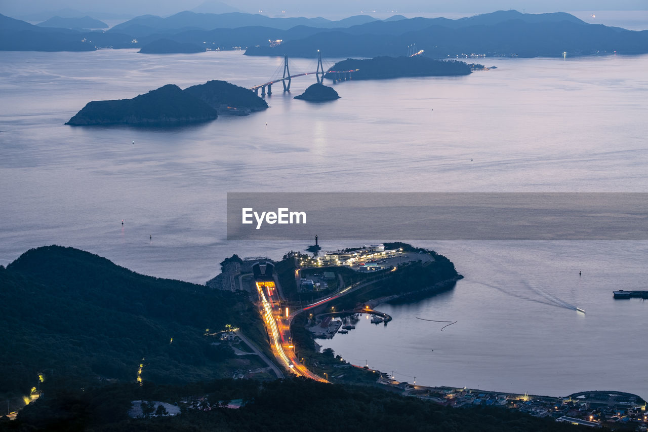 High angle view of sea against sky