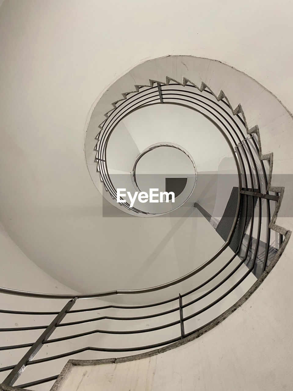 spiral, steps and staircases, spiral staircase, staircase, railing, circle, architecture, stairs, built structure, indoors, no people, ceiling, geometric shape, iron, white, shape, low angle view