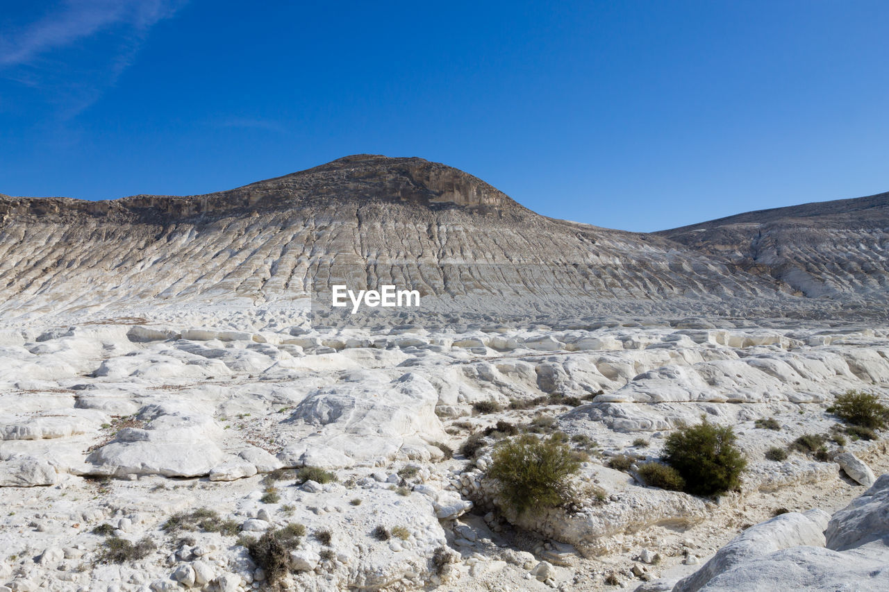 scenic view of mountain against clear blue sky