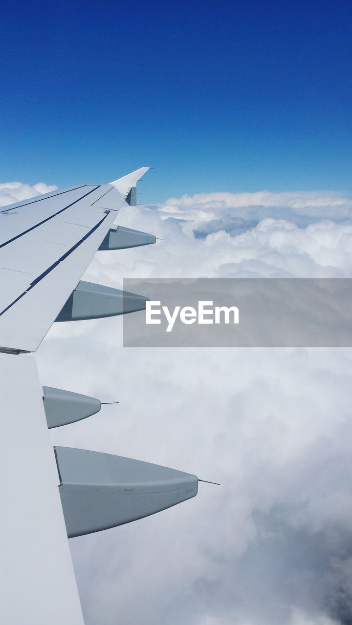 LOW ANGLE VIEW OF AIRPLANE WING