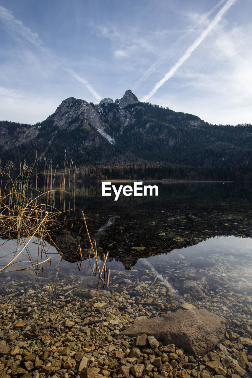 SCENIC VIEW OF LAKE BY MOUNTAINS AGAINST SKY