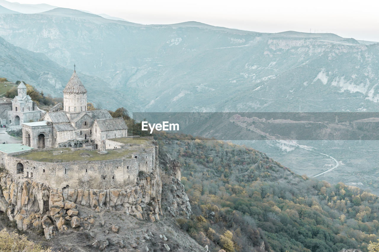 Ancient tatev monastery in armenian mountains