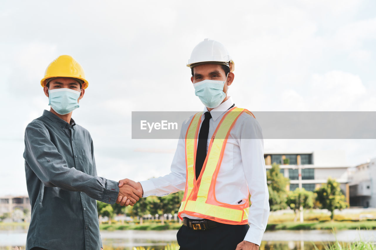 Man working with umbrella