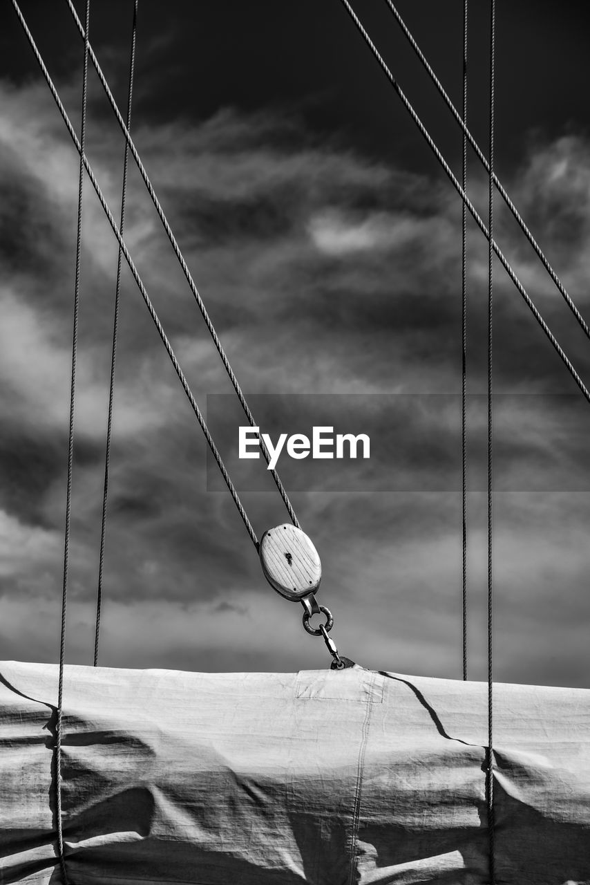 Low angle view of sailboat against sky