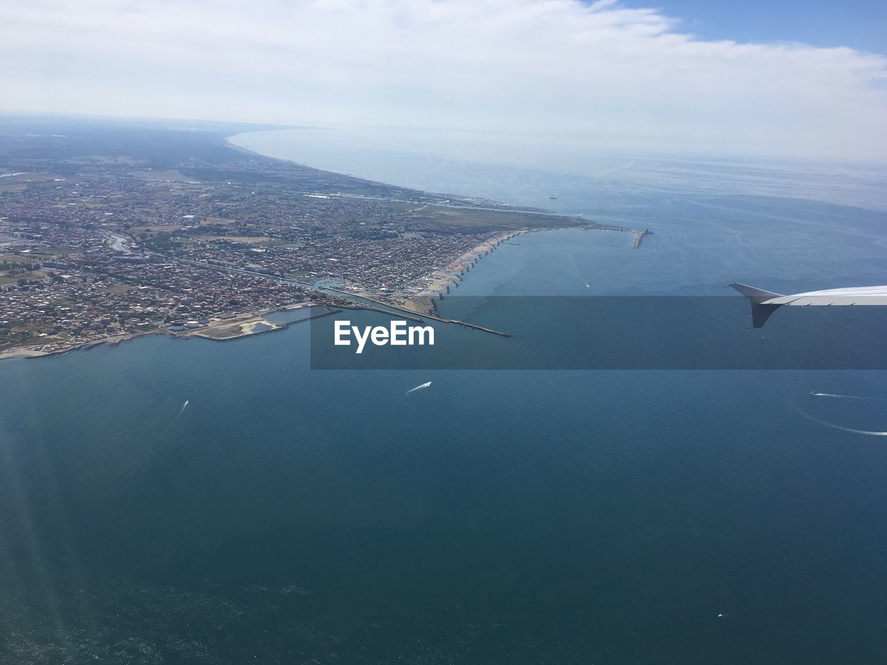 AERIAL VIEW OF SEA FROM AIRPLANE