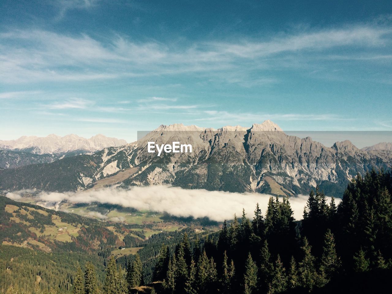 Scenic view of landscape and mountain against sky