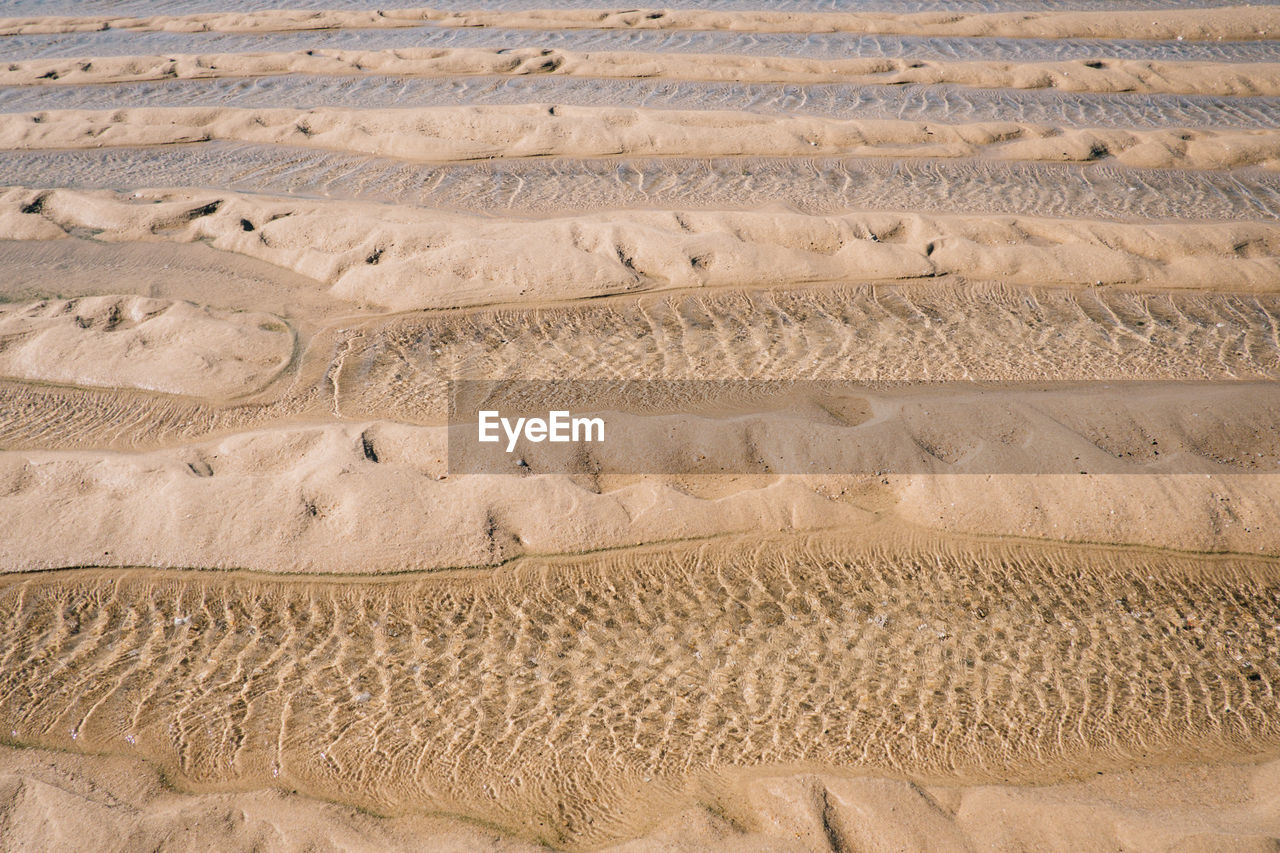 High angle view of sand at beach