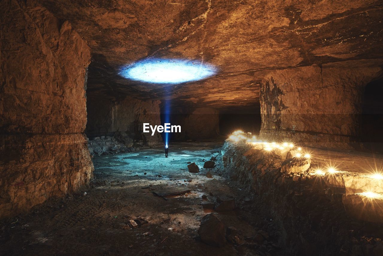 Close-up of illuminated cave