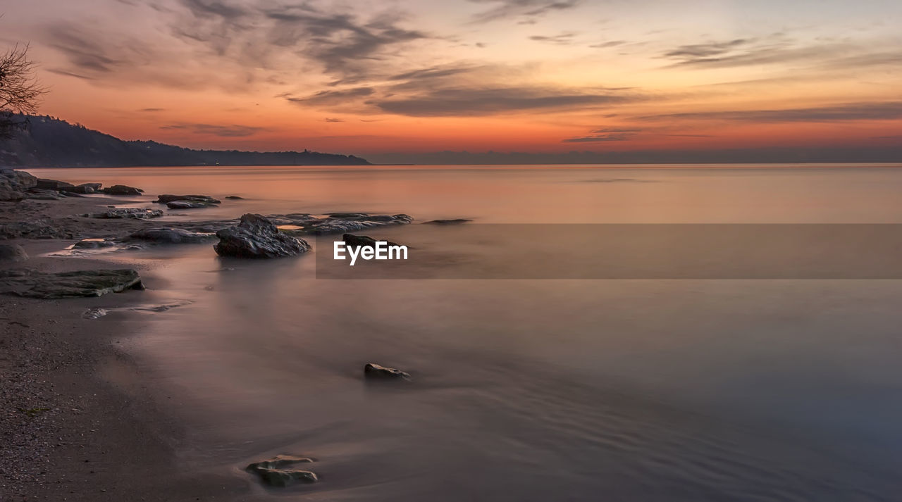 Awakening. an incredible feeling at the beach of the sea in anticipation of sunrise