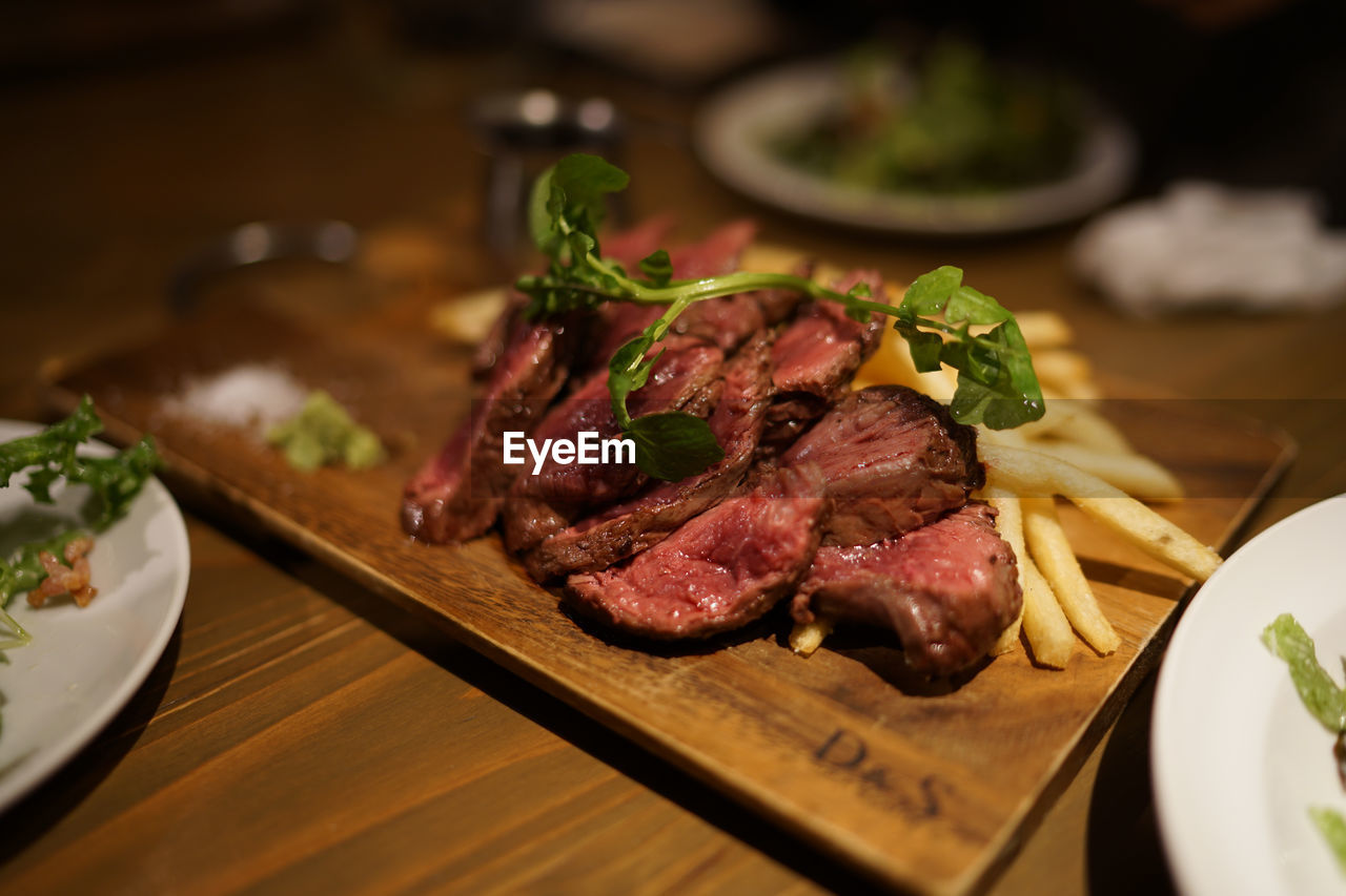 close-up of food served in plate on table