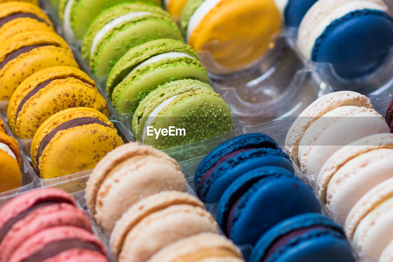 Close-up of multi colored macaroons