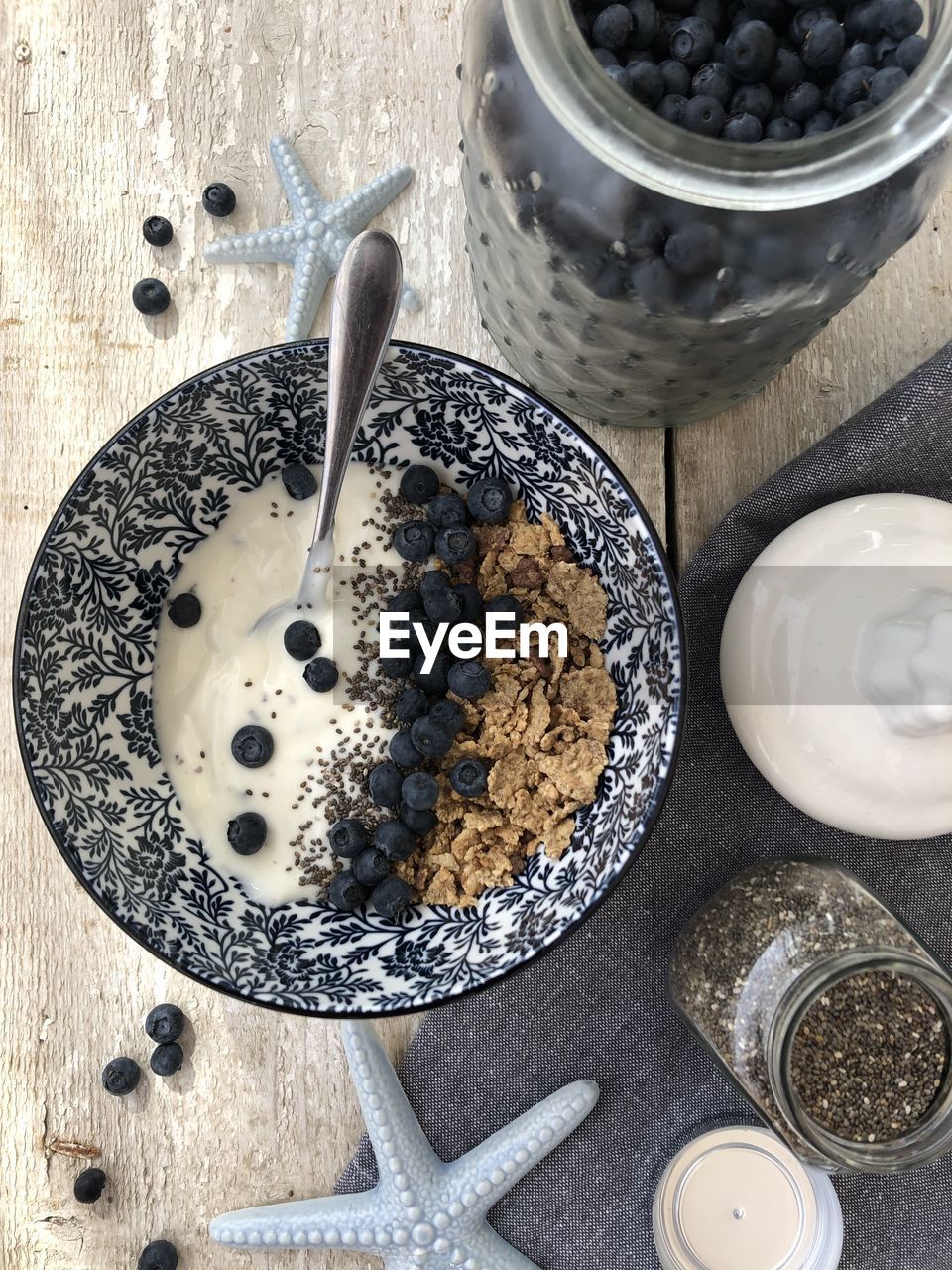 High angle view of food on table