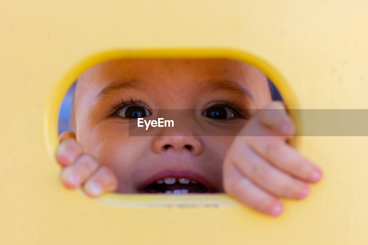 Close-up portrait of cute baby boy