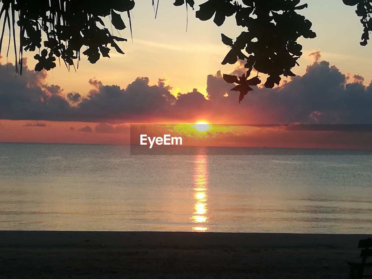 SCENIC VIEW OF SEA AGAINST ORANGE SKY DURING SUNSET